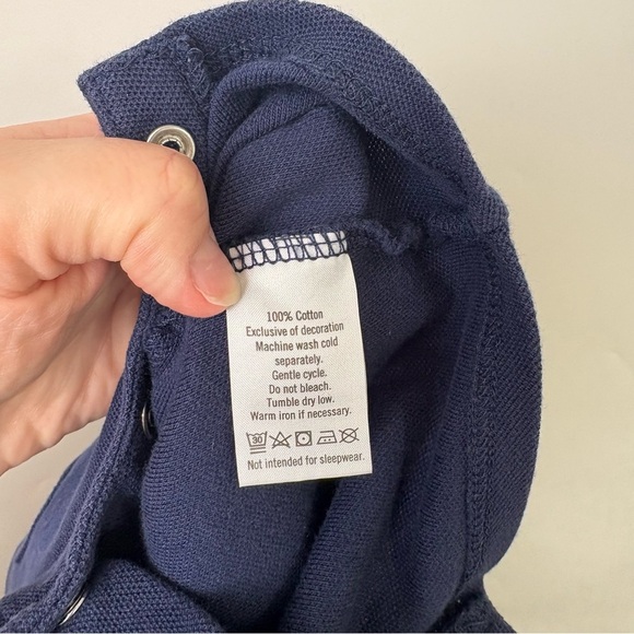 Janie And Jack Navy Blue Cotton Short Sleeve Sailor Romper 0-3 Months - Picture 4 of 5